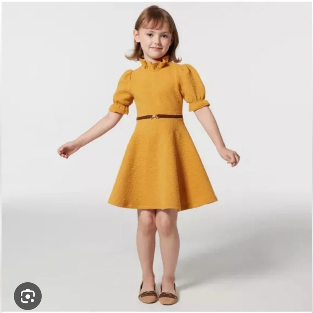 Janie and Jack Quilted Jacquard Puff Sleeve Dress 4 - Picture 1 of 9